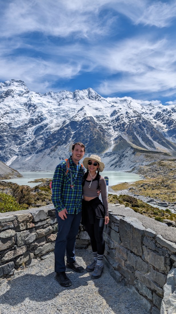 Chased Mount Cook down the Hooker Valley Track. One of their favorite trips since getting married.
